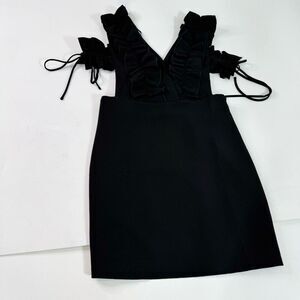 Endless Rose Dress Womens Large Black Cold Shoulder Ruffle Mini Sleeveless